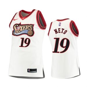 Men's Philadelphia 76ers Raul Neto #19 White Hardwood Classics Swingman Jersey